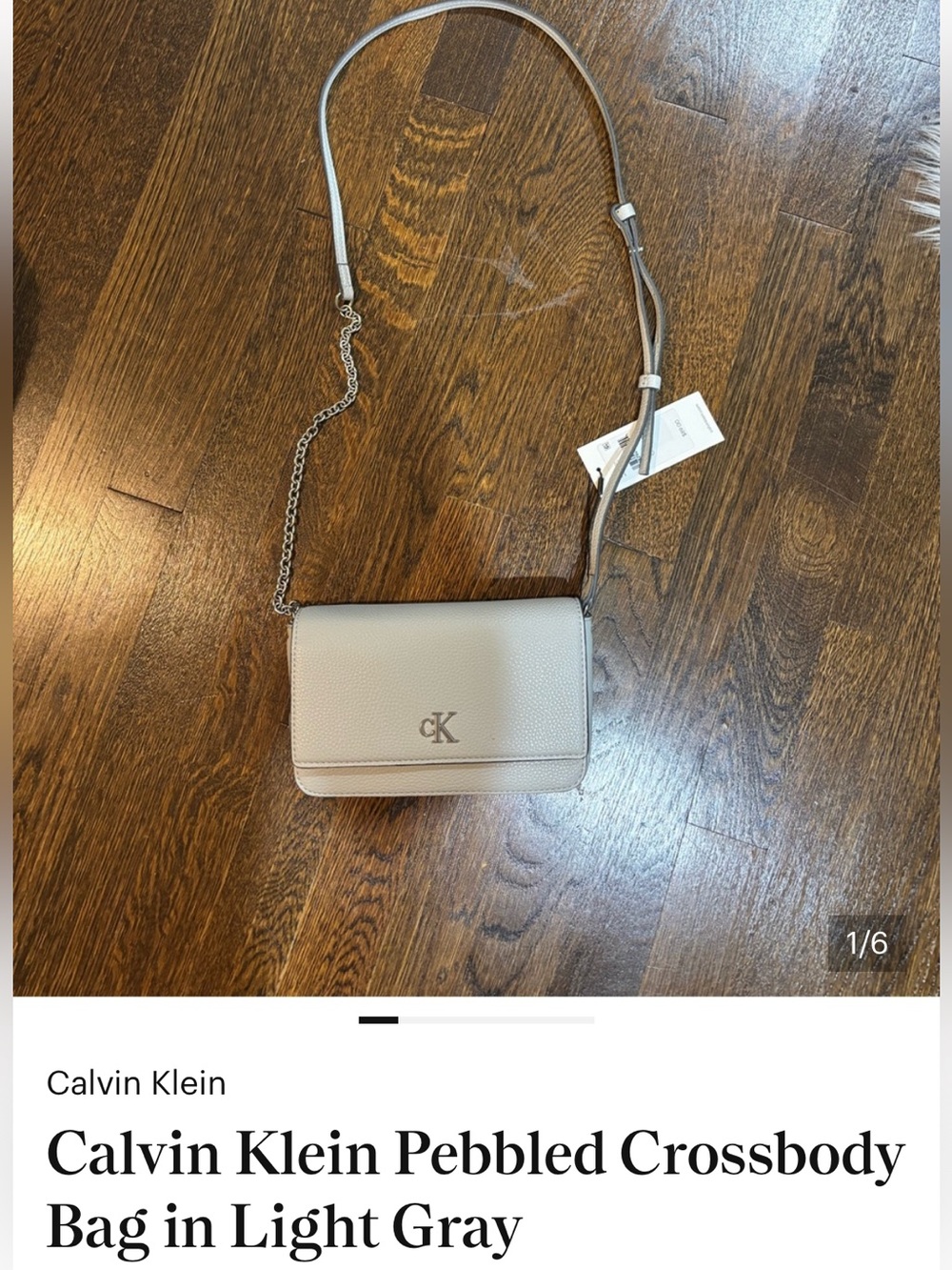 Calvin Klein Pebbled Crossbody in Light Gray
